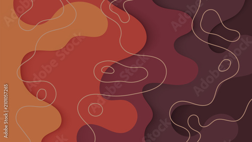 Abstract Topographic Paper Cut Background in Earthy Terracotta and Burgundy