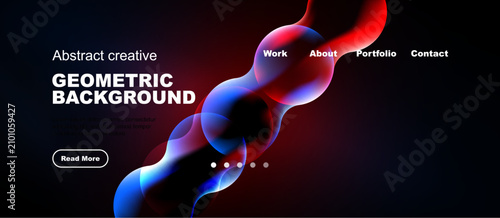 Abstract design features vibrant fluid shapes, dark background. Website heade...