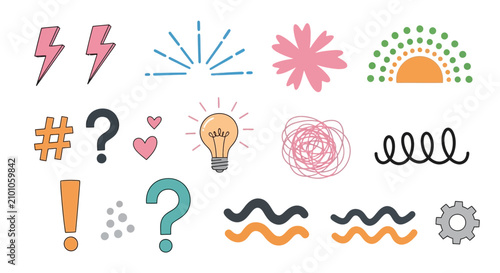 Bild auf Leinwand Playful and whimsical vector illustration featuring vibrant colors, imaginative design elements, stylized characters, and creative patterns isolated on a white background for design