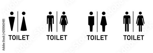 Fotografie Toilet and bathroom sign icon set, Male and female gender symbols for public bat