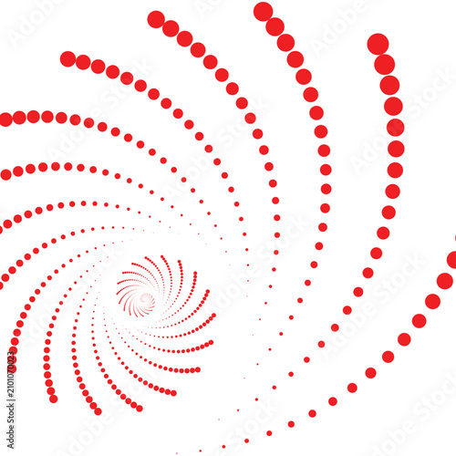 Circle dotted speed lines. Round swirl and curves movement spiral symbols. rotating dotted circle shapes. concentric circles isolated on a white background