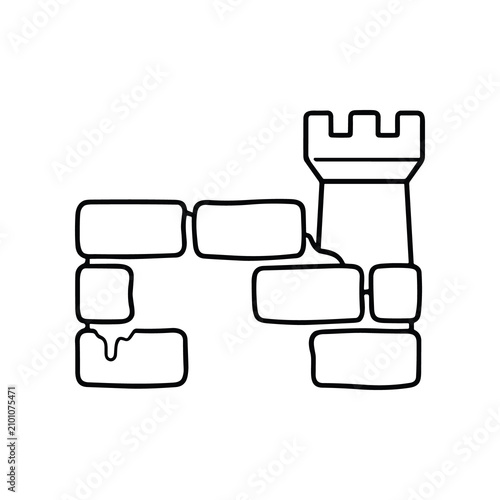 Fotografie Medieval Castle Wall Tower Outline Icon
