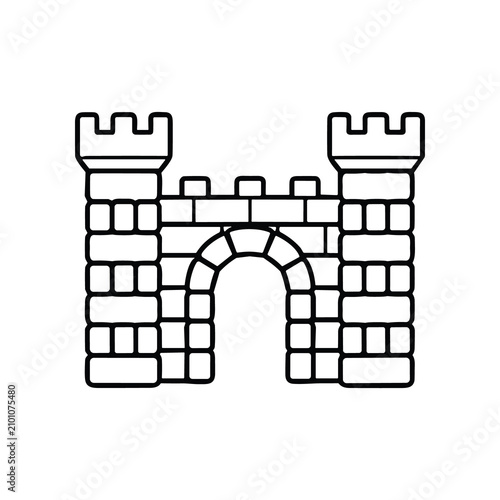 Fotografie Medieval Castle Gatehouse Outline Icon - Vector Illustration
