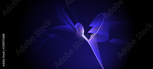 Neon futuristic 3d sphere of blue and purple glowing digital waves abstract flower background