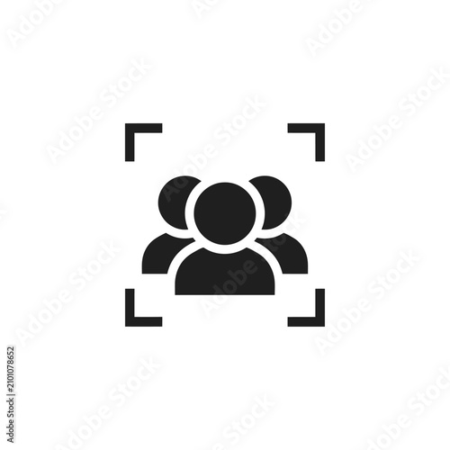 Group Of People Icon With Focus Frame Black Silhouette Style