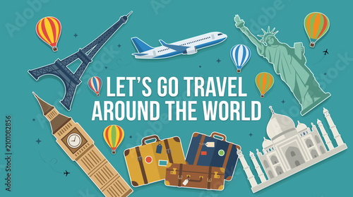 Travel around the world concept banner