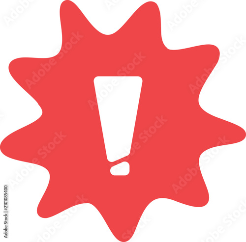 Red warning splash with exclamation
