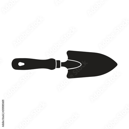Gardening hand trowel tool icon with gardening planting agriculture equipment