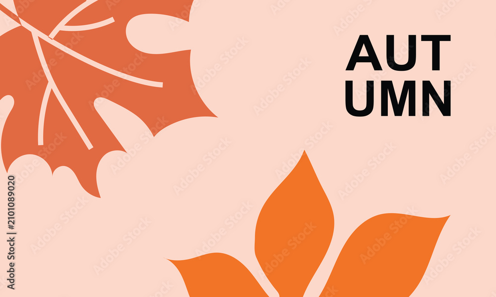Fototapeta premium Autumn Background with Orange Leaves – Minimal Seasonal Botanical Vector Banner Template