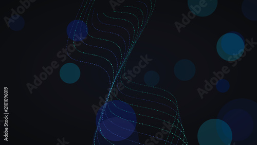 Foto Elegant flowing wave patterns created from light particles on a dark blue tech i