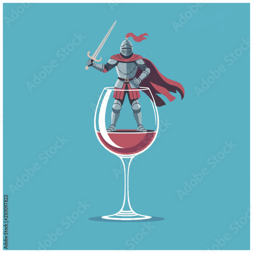 Obraz na plátně Knight in wine glass armor standing.