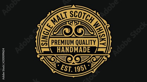 Vintage Single Malt Scotch Whisky Label Design.