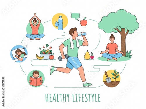 Healthy Lifestyle and Wellness Vector Illustration