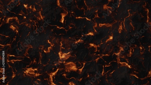 Vászonkép Abstract fiery texture with glowing orange lines on black