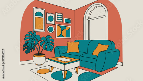 interior of a room with furniture