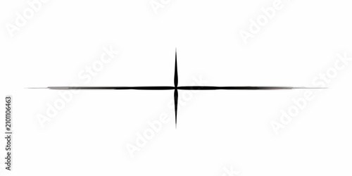 Cuadro en lienzo Horizontal line with central intersection black silhouette on white background