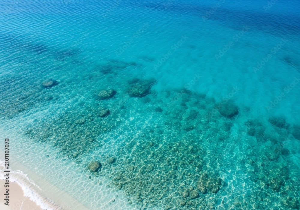 Fototapeta premium Crystal Clear Waters Reveal Coral Gardens Below.