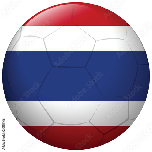Soccer Ball with Thailand National Flag Pattern Vector Illustration