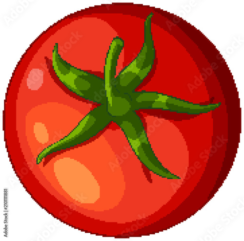 Top View Vector Illustration of a Fresh Red Tomato