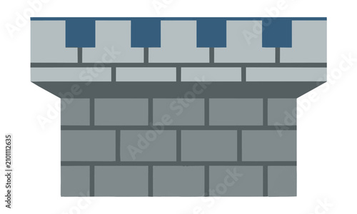 Stone castle wall icon with symmetrical stepped crenelation pattern isolated on white background minimalist architectural design concept