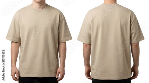 Premium Drop Shoulder Oversized T Shirt Mockup Front and Back on White