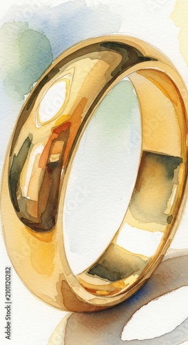 Luminous Gold Band: Watercolor Study of Light and Reflection