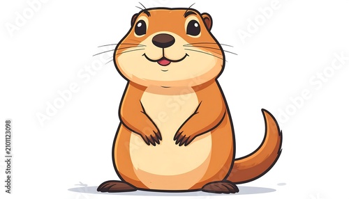 Cute cartoon bear sitting on white background.