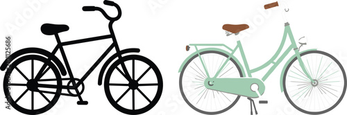 Foto Classic City Bicycle Vector Illustration Set Featuring a Black Solid Silhouette