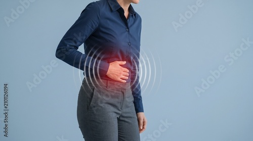 Businessperson Experiencing Stomach Pain in Office