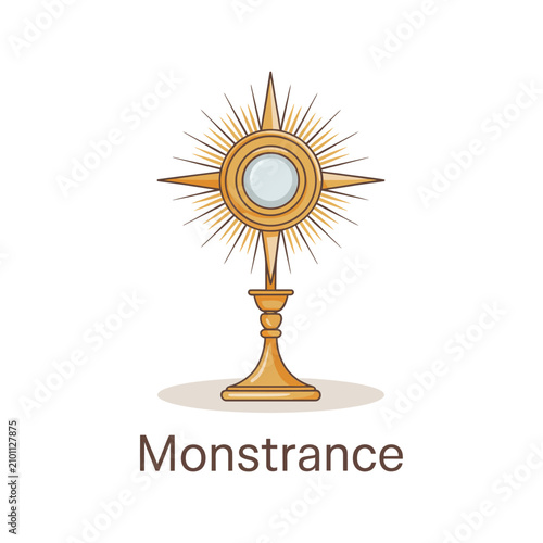 Foto Golden monstrance religious vessel with sunburst rays for eucharistic adoration