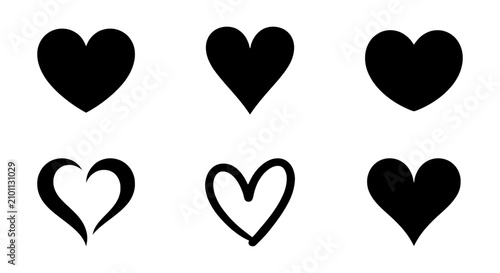 фотографія Diverse Heart Icons Set: Romantic Symbols, Love Graphics, Valentine's Day Elemen