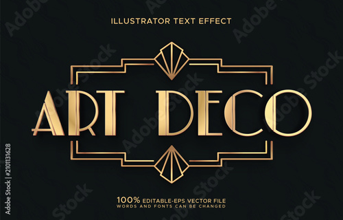 luxury gold art deco text with frame
