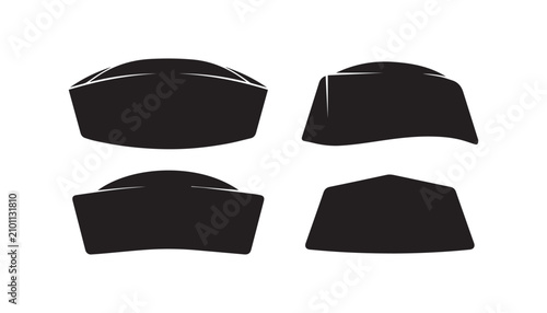 Bild auf Leinwand black and white silhouette set of hat very high quality vector illustration