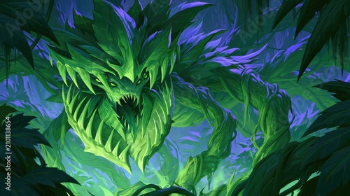Enigmatic Green Creature Emerges from Lush Jungle, Symbolizing Nature's Power and Mystery