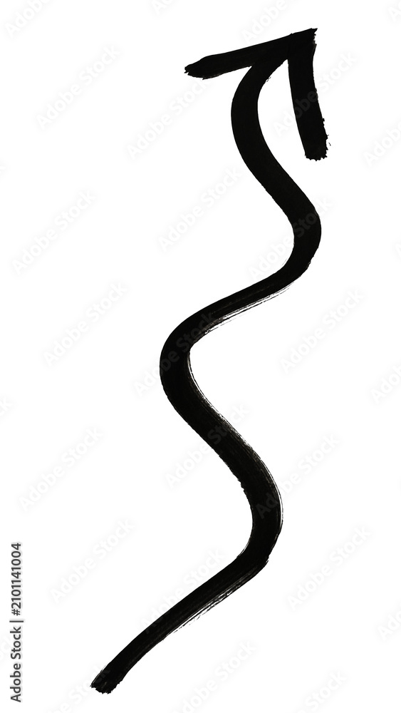 Fototapeta premium Simple black zigzag arrow icon with upward curve