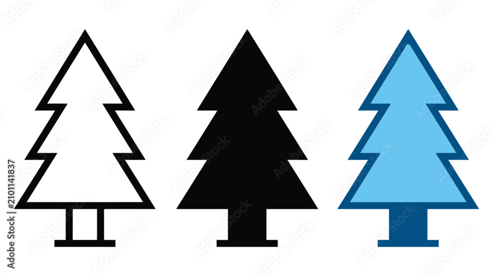 Fototapeta premium Tree icon vector set depicting coniferous forest pine fir