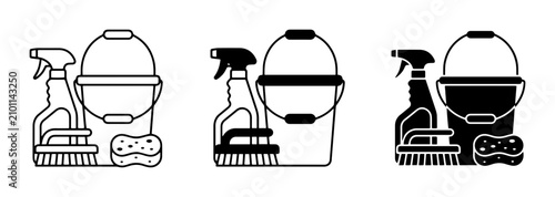 Fotografie Cleaning Supplies PNG Bucket Spray Bottle Brush Sponge, household care