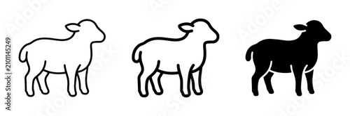 Quadro em tela Sheep Icons, Lamb Silhouettes, Farm Animal Vector Graphics, Livestock Outline Ar