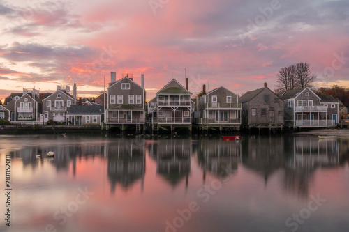 Harbor Houses in quiet and calm Sunset in Nantucket Island
