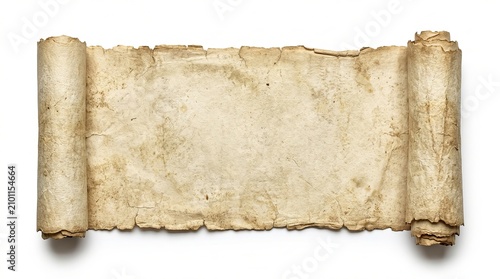 Old parchment scroll with torn edges and blank space for writing or design