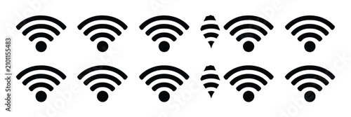 Cuadro en lienzo Wifi icons featuring wireless signal, internet connection, network communication, digital technology, and vector illustration