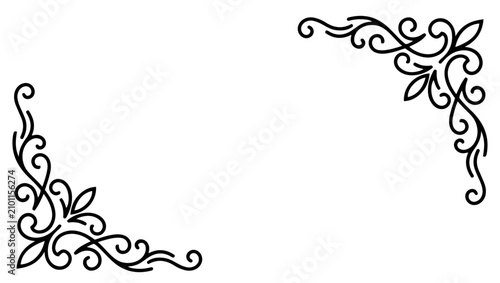 Ramadan decorative corner ornament, black and white vector line art, isolated on white background minimal icon, Islamic ornament collection set, black and white vector line art, isolated on white back