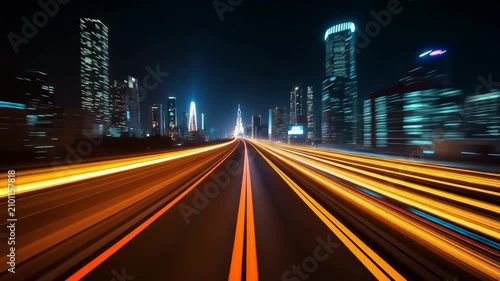 Futuristic Speed Motion Background with Blue and Orange Light Trails