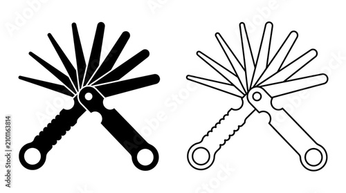 Photos Feeler gauge set black and white line drawing illustration