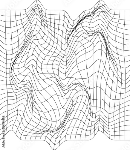 Distorted Grid Lines Black and White Abstract Background