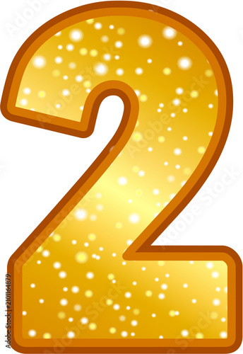 Glitter Gold Two 2 Sticker