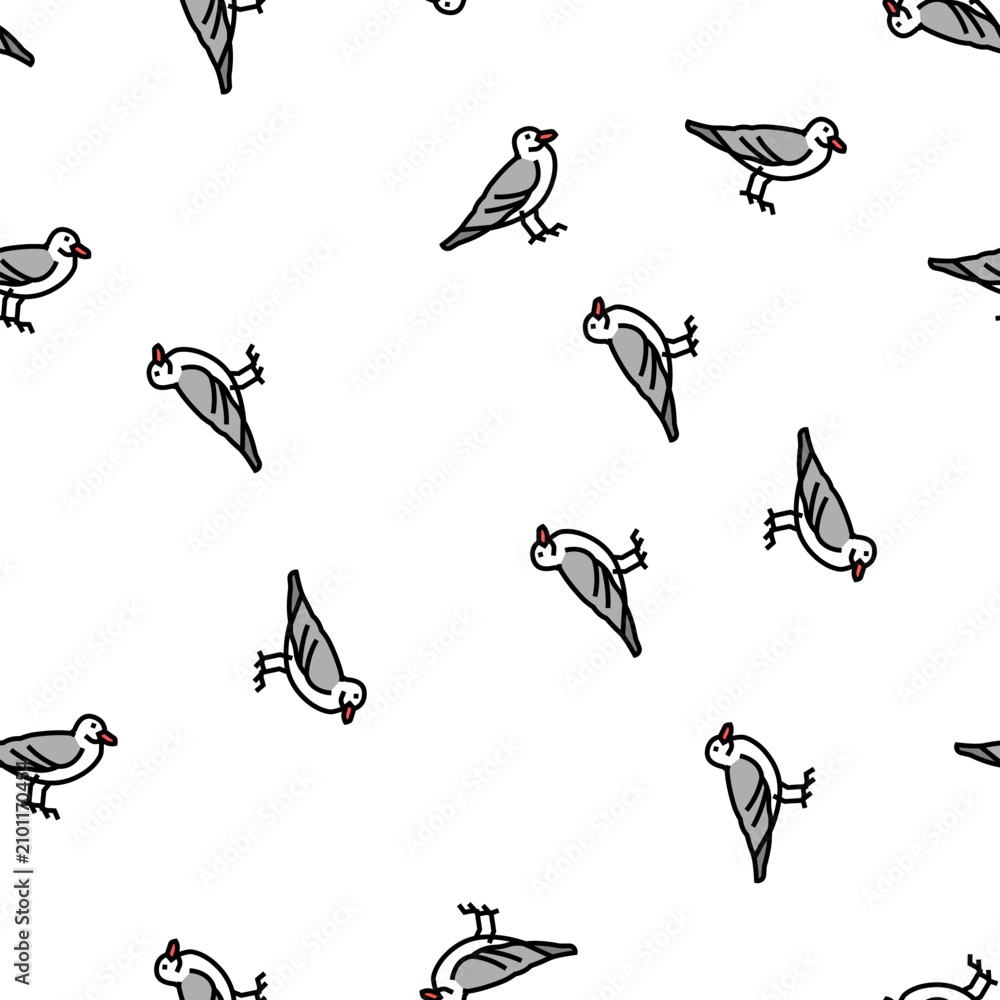 Obraz premium seagull bird vector seamless pattern seagull bird sign illustration