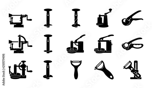 Konstfotografi Kitchen Gadgets Collection: Manual Food Processors, Peelers, and Slicers, 15 Vec