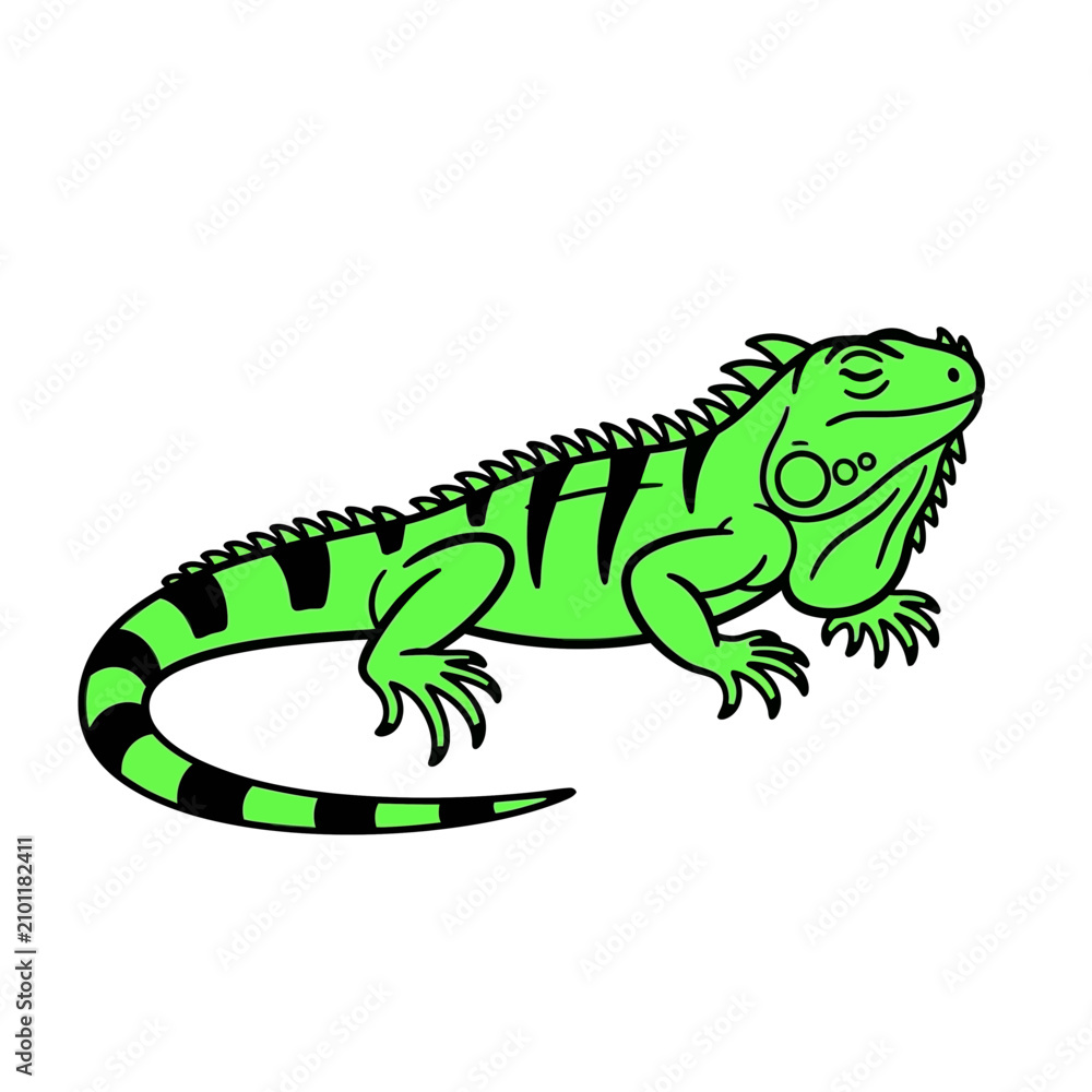 Obraz premium The Image Is A Digital Illustration Of A Green Iguana The Iguana Is Shown