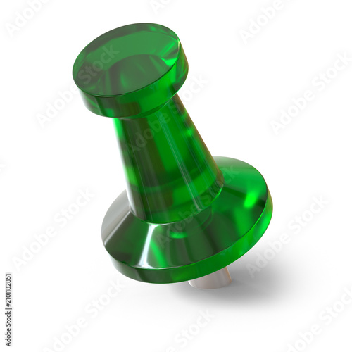 push pin stationery element 3d render green glass color
